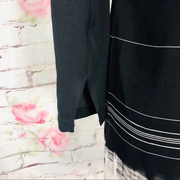 A.L.C. 3/4 sleeve black white silk Shift dress - Picture 5 of 8